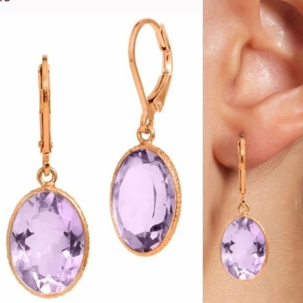Savvy Cie Amethyst Drop Earrings NWT